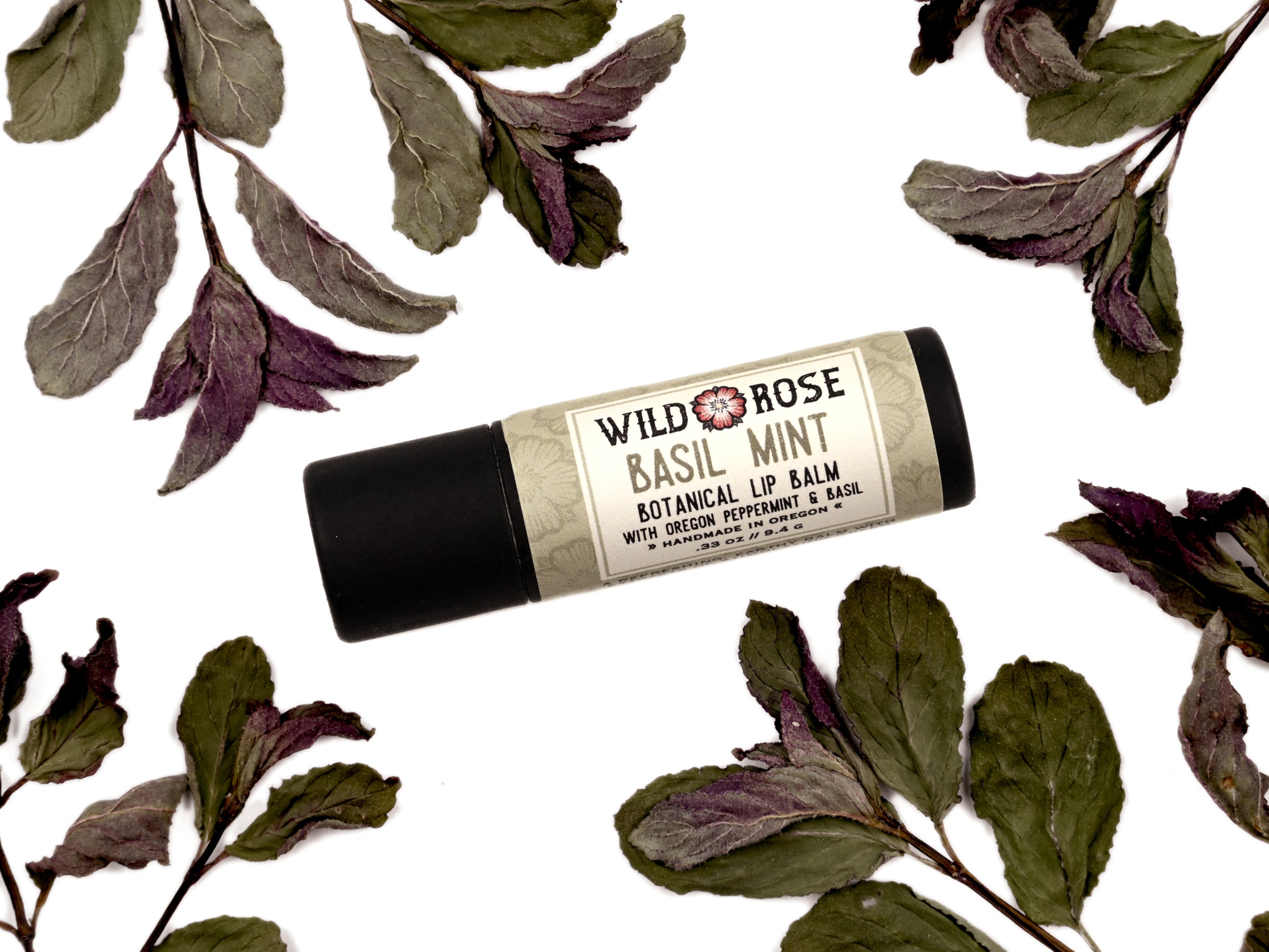 Natural Lip Balm Basil Mint Wild Rose