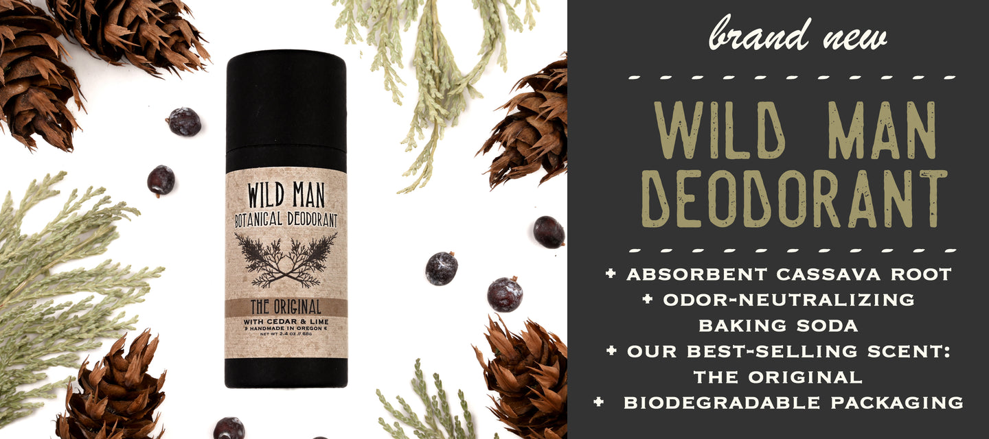 Brand New Wild Man Botanical Deodorant from Wild Rose. Aluminum free, biodegradable and effective, natural formula.